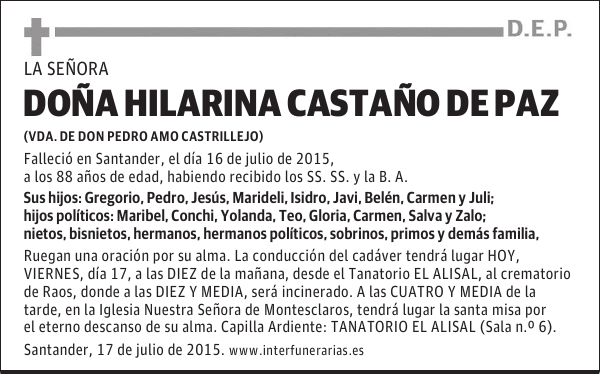 Hilarina Castaño de Paz