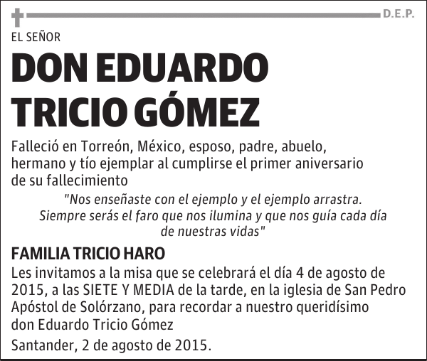 DON EDUARDO TRICIO GOMEZ