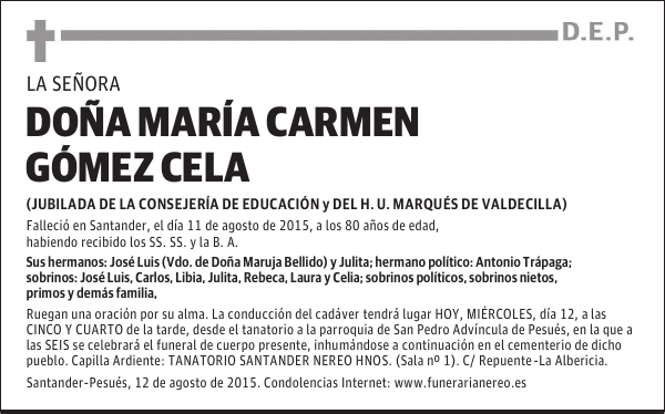 MARIA CARMEN GOMEZ CELA