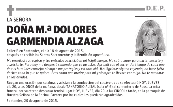 M DOLORES GARMENDIA ALZAGA