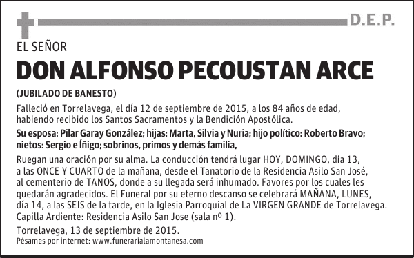 Don Alfonso Pecoustan Arce