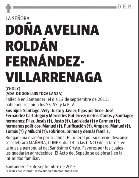 Doña Avelina Roldán Fernández-Villarrenaga