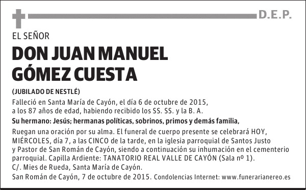 JUAN MANUEL GÓMEZ CUESTA