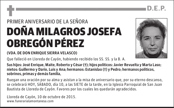 Doña Milagros Josefa Obregón Pérez