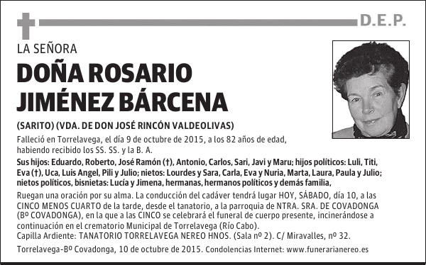 DOÑA ROSARIO JIMENEZ BARCENA