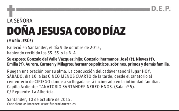 DOÑA JESUSA COBO DIAZ