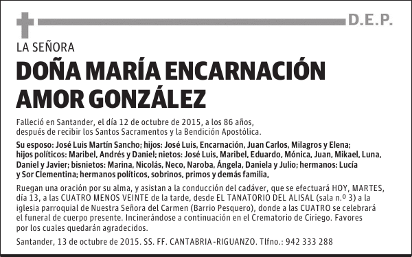 MARIA ENCARNACION AMOR