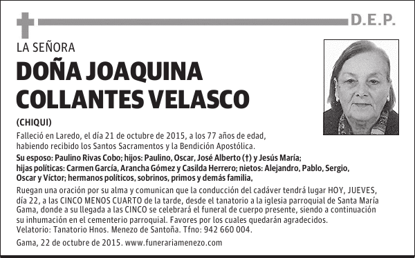 JOAQUINA COLLANTES VELASCO