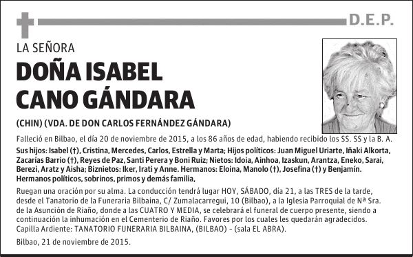 DOÑA ISABEL CANO GÁNDARA