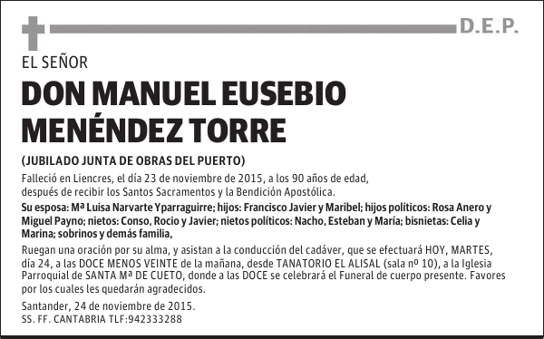 DON MANUEL EUSEBIO MENENDEZ TORRE