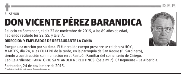 DON VICENTE PEREZ BARANDICA