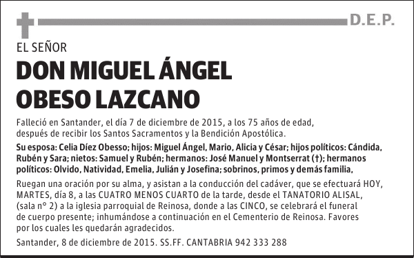 MIGUEL ÁNGEL OBESO LAZCANO