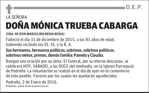 DOÑA MONICA TRUEBA CABARGA