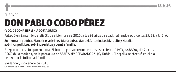 DON PABLO COBO PÉREZ