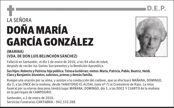 DOÑA MARIA GARCIA GONZALEZ