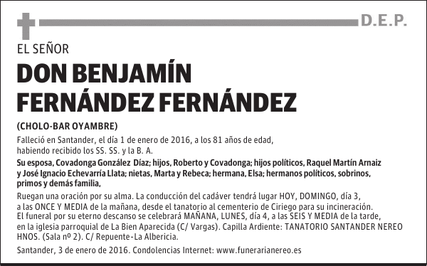 BENJAMIN FERNANDEZ FERNANDEZ