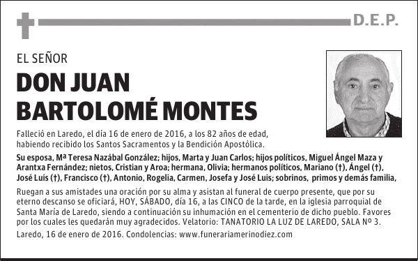 JUAN BARTOLOMÉ MONTES