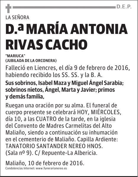 MARIA ANTONIA RIVAS CACHO