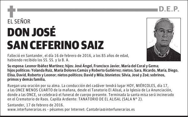 JOSÉ SAN CEFERINO SAIZ