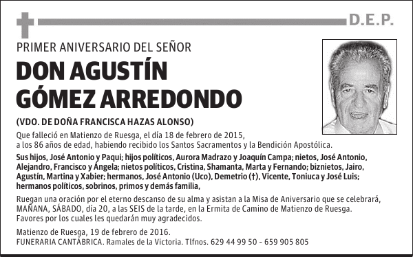 DON AGUSTÍN GÓMEZ ARREDONDO