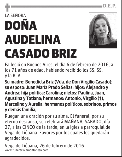 Doña Audelina Casado Briz