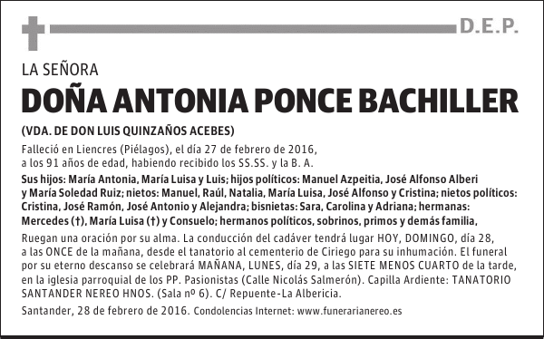 DOÑA ANTONIA PONCE BACHILLER