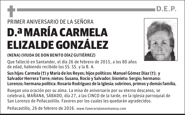 Doña María Carmela Elizalde González