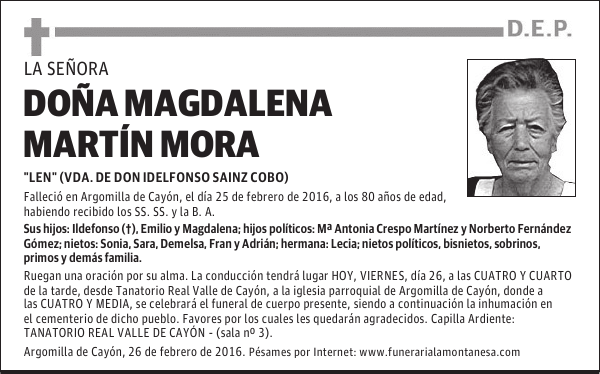 Doña Magdalena Martín Mora