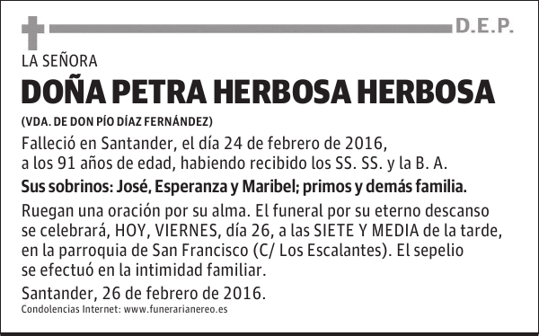 DOÑA PETRA HERBOSA HERBOSA