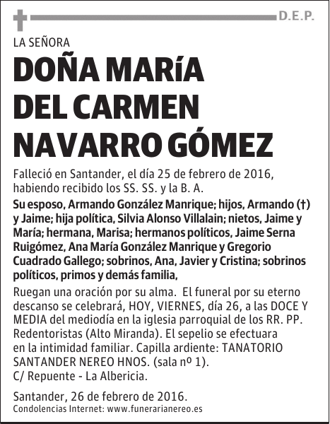 DOÑA MARÍA DEL CARMEN NAVARRO GÓMEZ