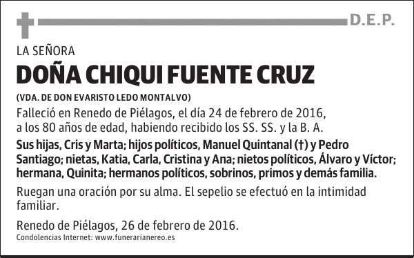 DOÑA CHIQUI FUENTE CRUZ