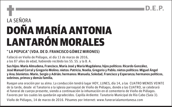 Doña María Antonia Lantarón Morales