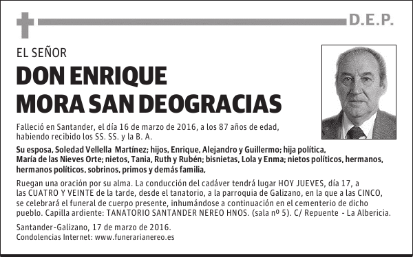 DON ENRIQUE MORA SAN DEOGRACIAS