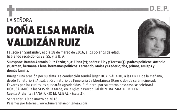 Doña Elsa María Valdizán Ruiz