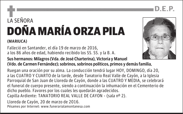 Doña María Orza Pila