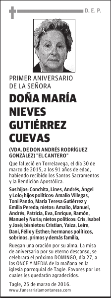 Doña María Nieves Gutiérrez Cuevas