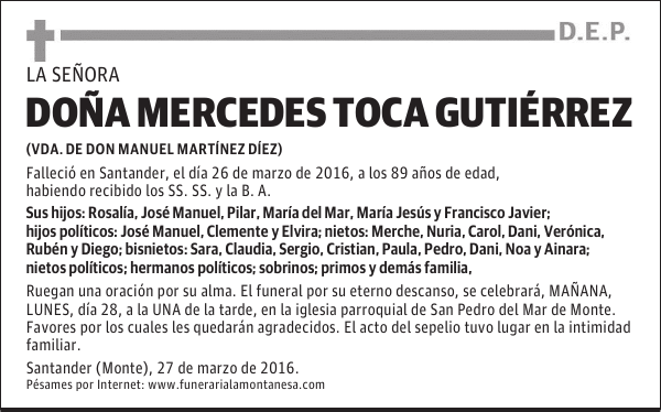 Doña Mercedes Toca Gutiérrez