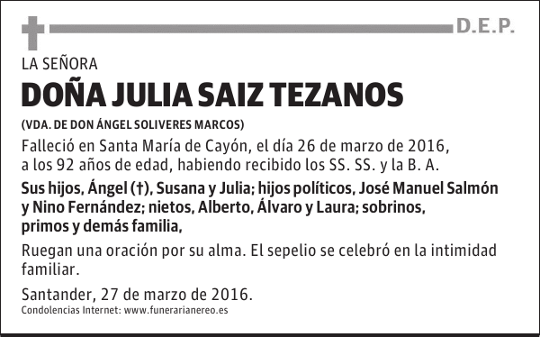 DOÑA JULIA SAIZ TEZANOS