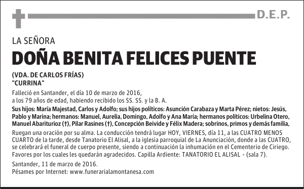 Doña Benita Felices Puente