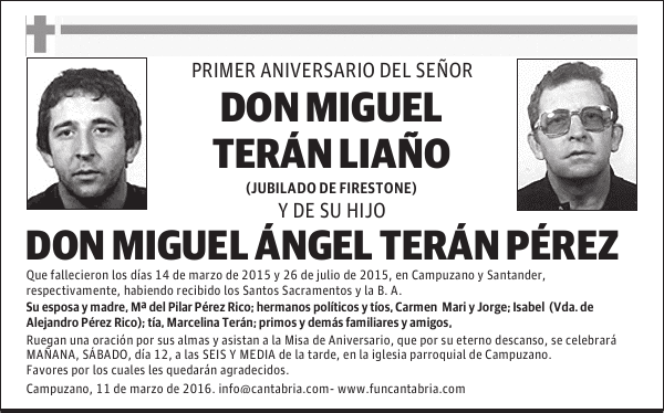 DON MIGUEL TERÁN LIAÑO Y MIGUEL ÁNGEL TERÁN PÉREZ