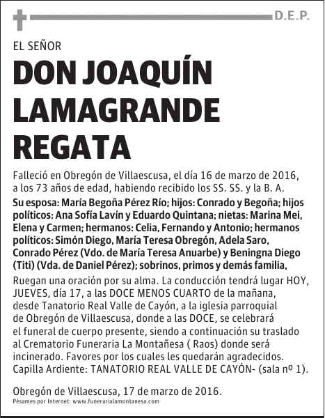 Don Joaquín Lamagrande Regata