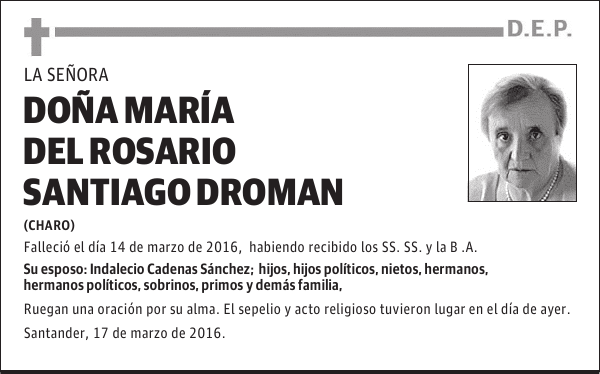 DOÑA MARÍA DEL ROSARIO SANTIAGO DROMAN