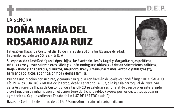 DOÑA MARÍA DEL ROSARIO AJA RUIZ