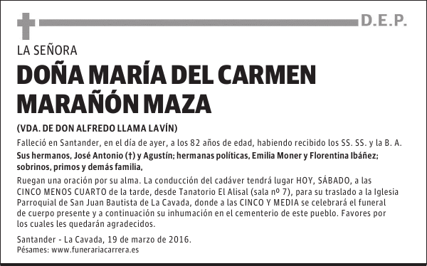 DOÑA MARÍA DEL CARMEN MARAÑON MAZA