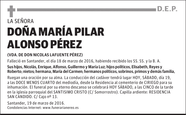 DOÑA MARÍA PILAR ALONSO PÉREZ