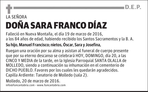 DOÑA SARA FRANCO DÍAZ