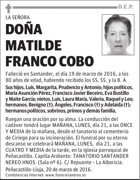 DOÑA MATILDE FRANCO COBO