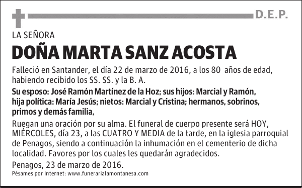 Doña Marta Sanz Acosta