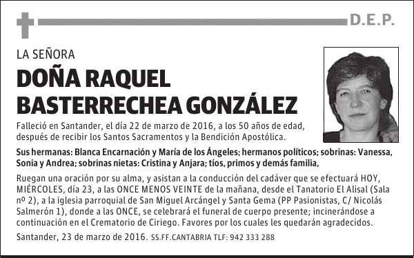 DOÑA RAQUEL BASTERRECHEA GONZÁLEZ