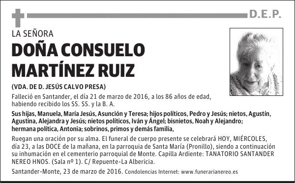 DOÑA CONSUELO MARTINEZ RUIZ